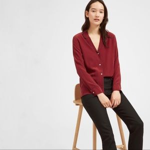 NWOT Everlane silk piped notch button down